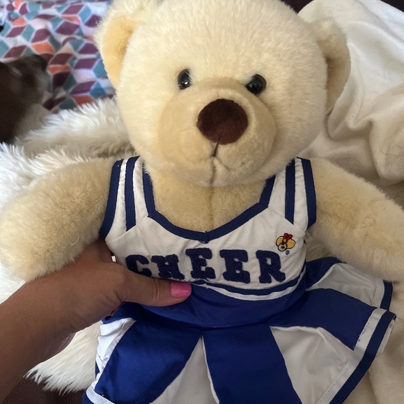 Build A Bear BABW Teddy Beige Brown Cheerleader Blue White 16" Stuffed Plush. - Picture 5 of 7